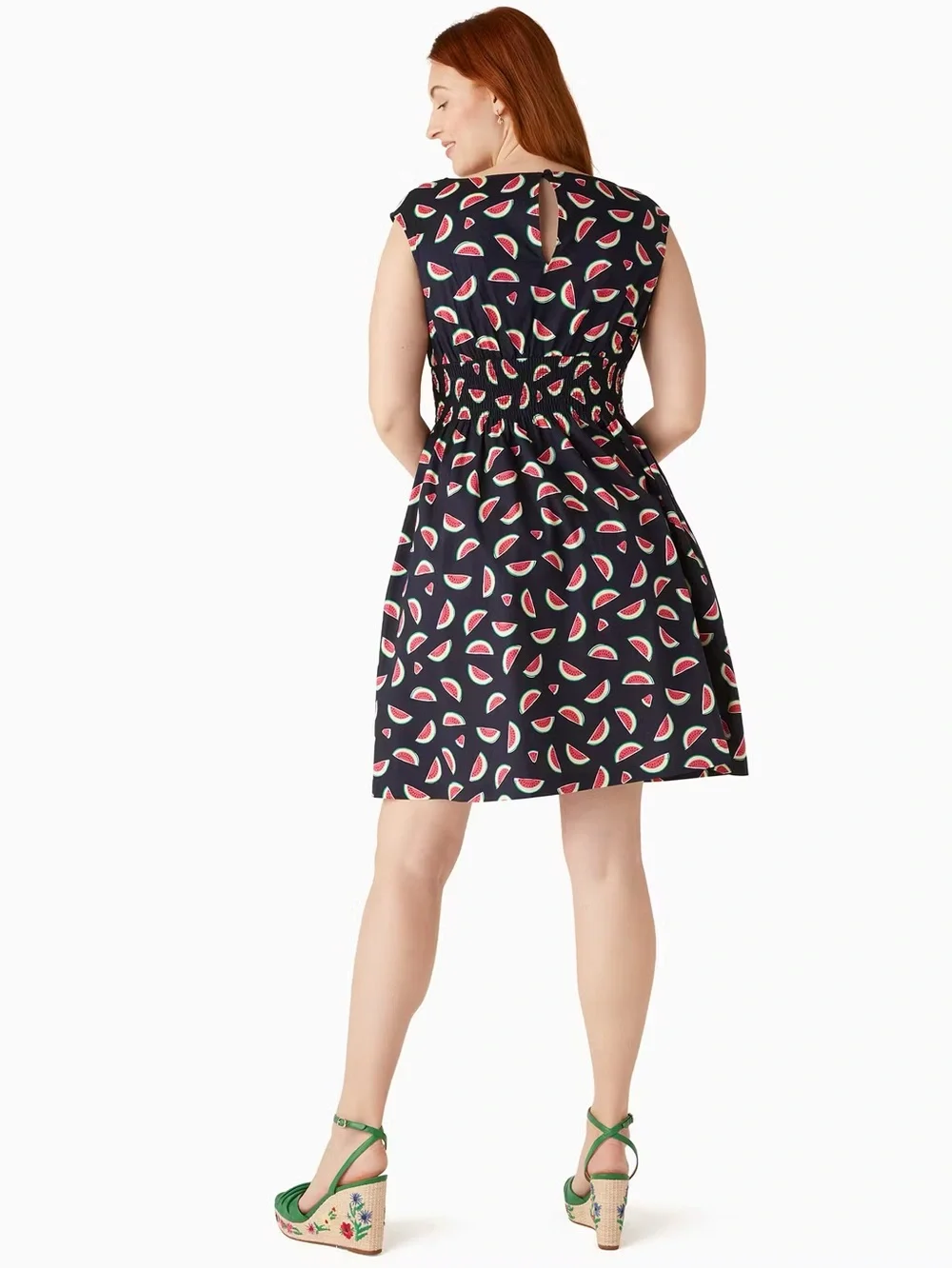 Kate Spade Watermelon Summer Party Blaire Dress Fit Flare in Parisian Navy L